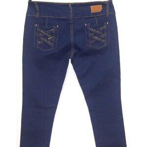 jeans BIG TIME BY SUPREME FASHION Dark wash skinny 15/16 stretch fancy pockets